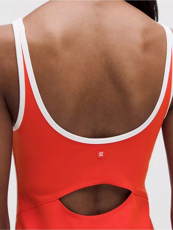 lululemon athletica Dresses & Skirts - lululemon Scoop Neck Cutout Tennis Dress Cherry Ember White Small NWT + Lulu Bag